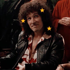my ao3 profile picture; it's brian may as played by gwilym lee, with stars in his hair.