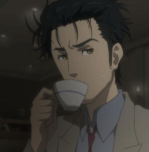 a picture of okabe rintarou, from steins;gate.